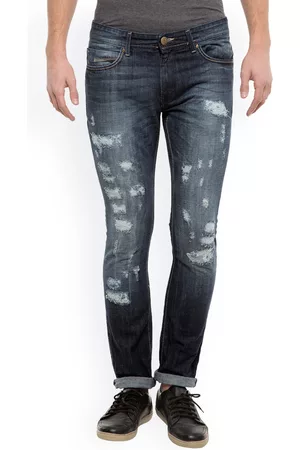 LocoMotive Men Blue Slim Fit Mid-Rise Mildly Distressed Jeans