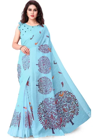 Kalini Blue & Purple Floral Saree