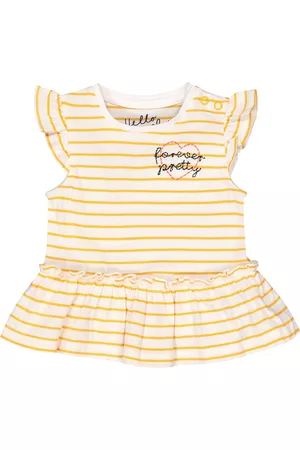 Mothercare White & Yellow Striped Peplum Cotton Top