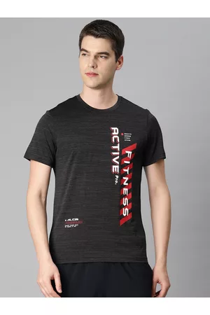 Alcis Men Typography Printed Anti Static Slim Fit Sports T-shirt