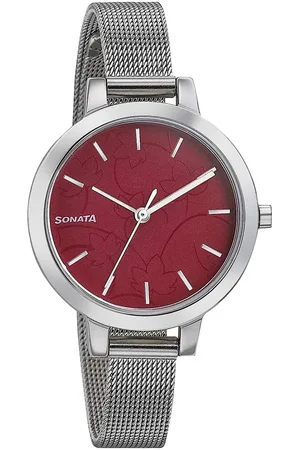 Sonata Women Stainless Steel Bracelet Style Straps Analogue Watch NP8141SM11