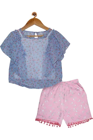 KiddoPanti Girls Printed Top with Shorts