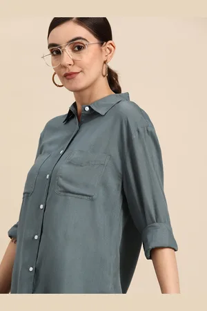 DENNISON Women Grey Smart Opaque Casual Shirt