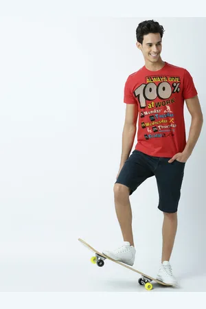Huetrap Men Red Printed Round Neck T-shirt