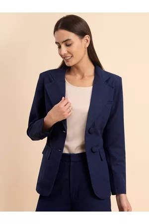 FableStreet Women Single-Breasted Linen Blazer