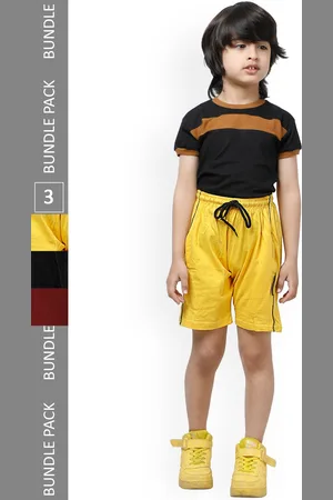IndiWeaves Boys Pack Of 3 High-Rise Pure Cotton Shorts