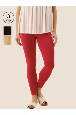 Zebu Women Pack of 3 Solid Skinny Fit Ankle Length Leggings