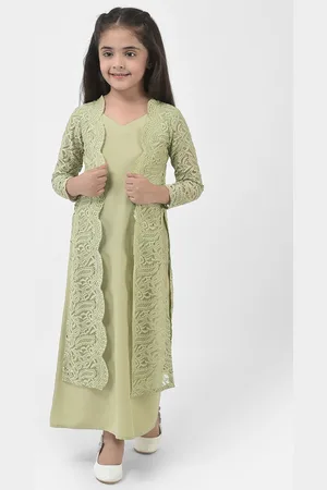Eavan Girls Embroidered Net A-Line Maxi Dress