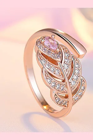 Myki Rose Gold-Plated CZ Studded Adjustable Finger Ring