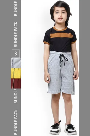 IndiWeaves Boys Pack Of 3 High-Rise Pure Cotton Shorts