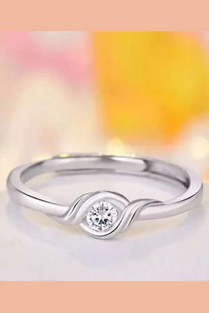 Myki Silver-Plated CZ-Studded Adjustable Finger Ring