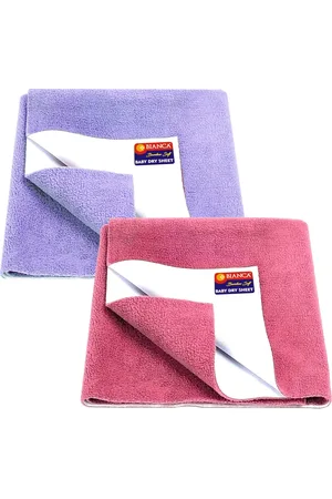 Bianca Kids Pink & Violet 2 Pcs Waterproof & Breathable Bamboo-Feel Mattress Protector - S