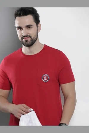 Nautica Men Solid Pure Cotton T-shirt With Pocket Detailing