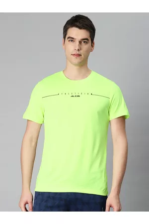 Alcis Men Typography Printed Anti Static Slim Fit Sports T-shirt