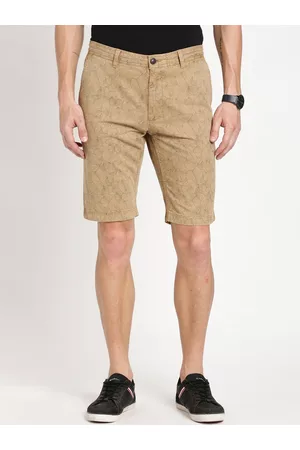 Indian Terrain Men Printed Mid-Rise Slim Fit Pure Cotton Shorts