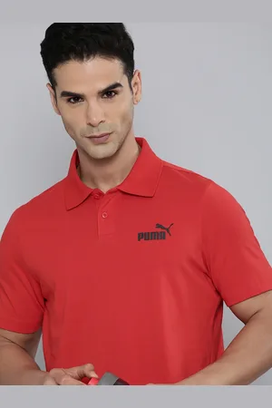 PUMA Brand Logo Printed Polo Collar Pure Cotton Essentials Jersey T-shirt