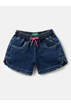 Benetton Girls Regular Fit Cotton Denim Shorts