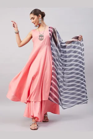 InWeave Navy Blue & White Printed Organza Dupatta