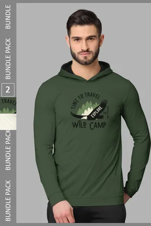 bullmer Pack of 2 Graphic Printed Long Sleeves Hooded T-shirts