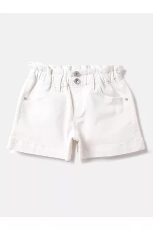 Benetton Girls Loose Fit High-Rise Denim Shorts