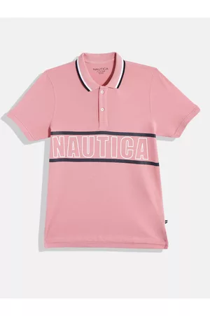 Nautica Boys Brand Logo Printed Polo Collar Pure Cotton T-shirt
