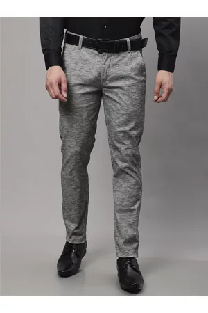 Majestic Smart Self Design Mid Rise Plain Slim Fit Formal Trousers