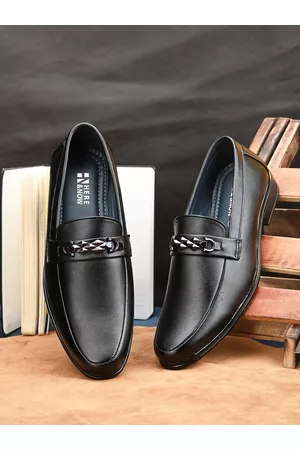 HERE&NOW Men Black Slip On Formal Loafers