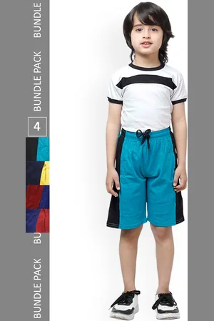 IndiWeaves Boys Pack Of 4 High-Rise Side Striped Casual Knitted Pure Cotton Shorts