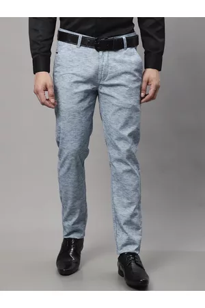 Majestic Smart Self Design Mid Rise Plain Slim Fit Formal Trousers