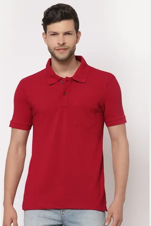 Kalt Men Red Polo Collar T-shirt