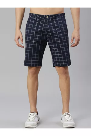 Thomas Scott Men Checked Mid-Rise Slim Fit Sports Shorts