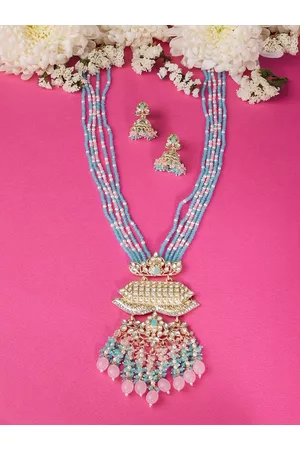 Zaveri Pearls Gold-Plated Stone-Studded & Pearl Beaded Jewellery Set