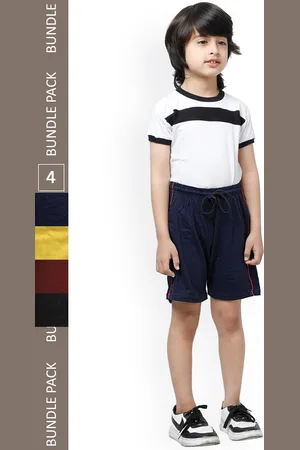 IndiWeaves Boys Pack Of 4 Striped High-Rise Pure Cotton Shorts