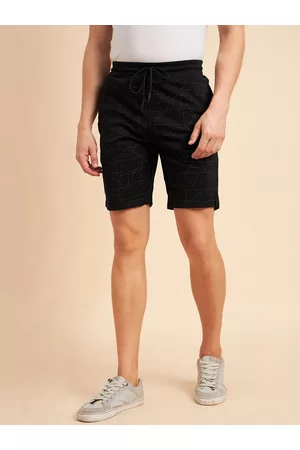 Sweet Dreams Men Black Mid Rise Geometric Printed Shorts