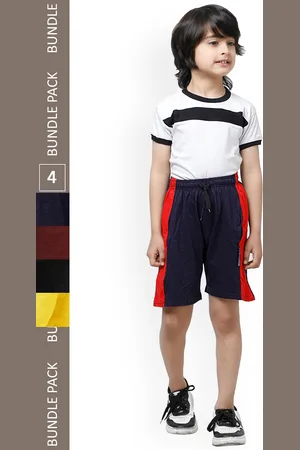 IndiWeaves Boys Pack Of 4 Striped High-Rise Pure Cotton Shorts