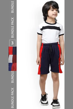 IndiWeaves Boys Pack Of 3 Striped High-Rise Pure Cotton Shorts