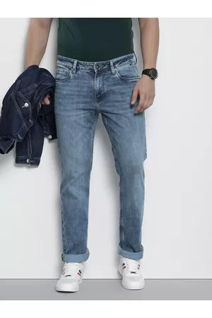 Nautica Men Straight Fit Low-Rise Heavy Fade Stretchable Jeans