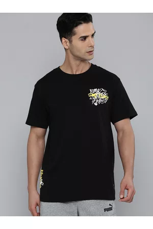 PUMA Men Black Pure Cotton Showcase Basketball Regular Fit T-shirt