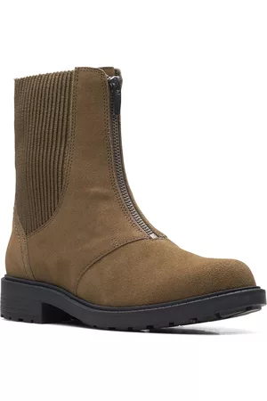 Clarks Women Olive Solid Casual Boots