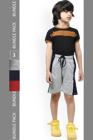 IndiWeaves Boys Pack Of 3 High-Rise Pure Cotton Shorts