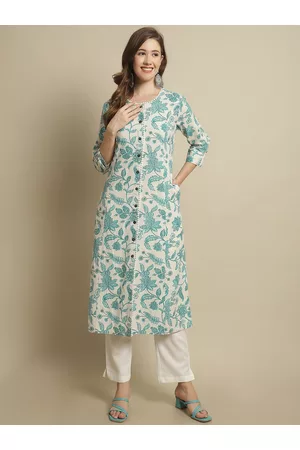 Pistaa Floral Printed Straight Cotton Kurta
