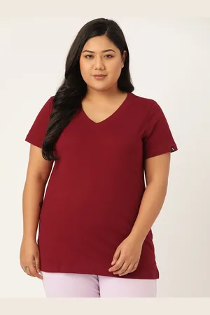 Spirit Animal Women Maroon Solid Plus Size Top