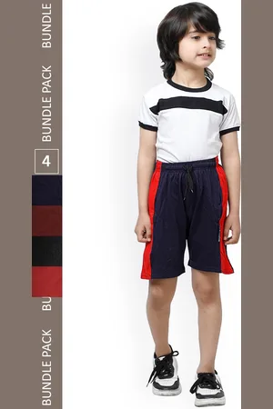 IndiWeaves Boys Pack Of 4 Mid-Rise Side Striped Pure Cotton Shorts