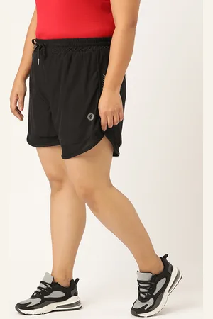 Spirit Animal Women Plus Size Black Solid Sports Shorts