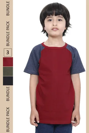 IndiWeaves Boys Pack Of 3 Pure Cotton T-shirts