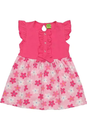 Clothe Funn Girls Floral Print Flutter Sleeve A-Line Dress