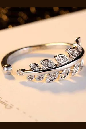 Myki Silver-Plated CZ-Studded Adjustable Finger Ring