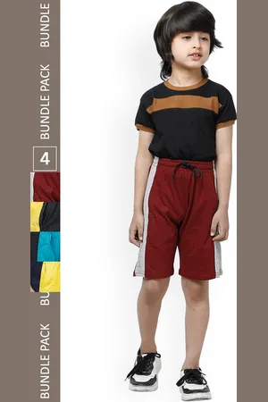 IndiWeaves Boys Pack Of 4 Striped Pure Cotton Shorts