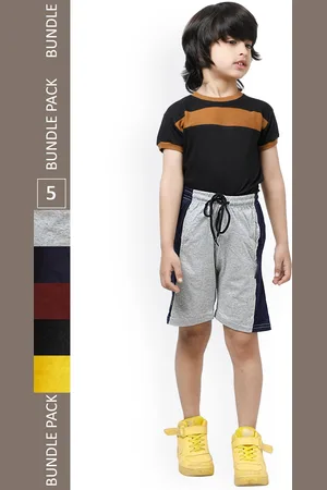 IndiWeaves Boys Pack Of 5 High-Rise Pure Cotton Casual Shorts