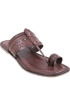 Metro Men Maroon Leather Comfort Sandals